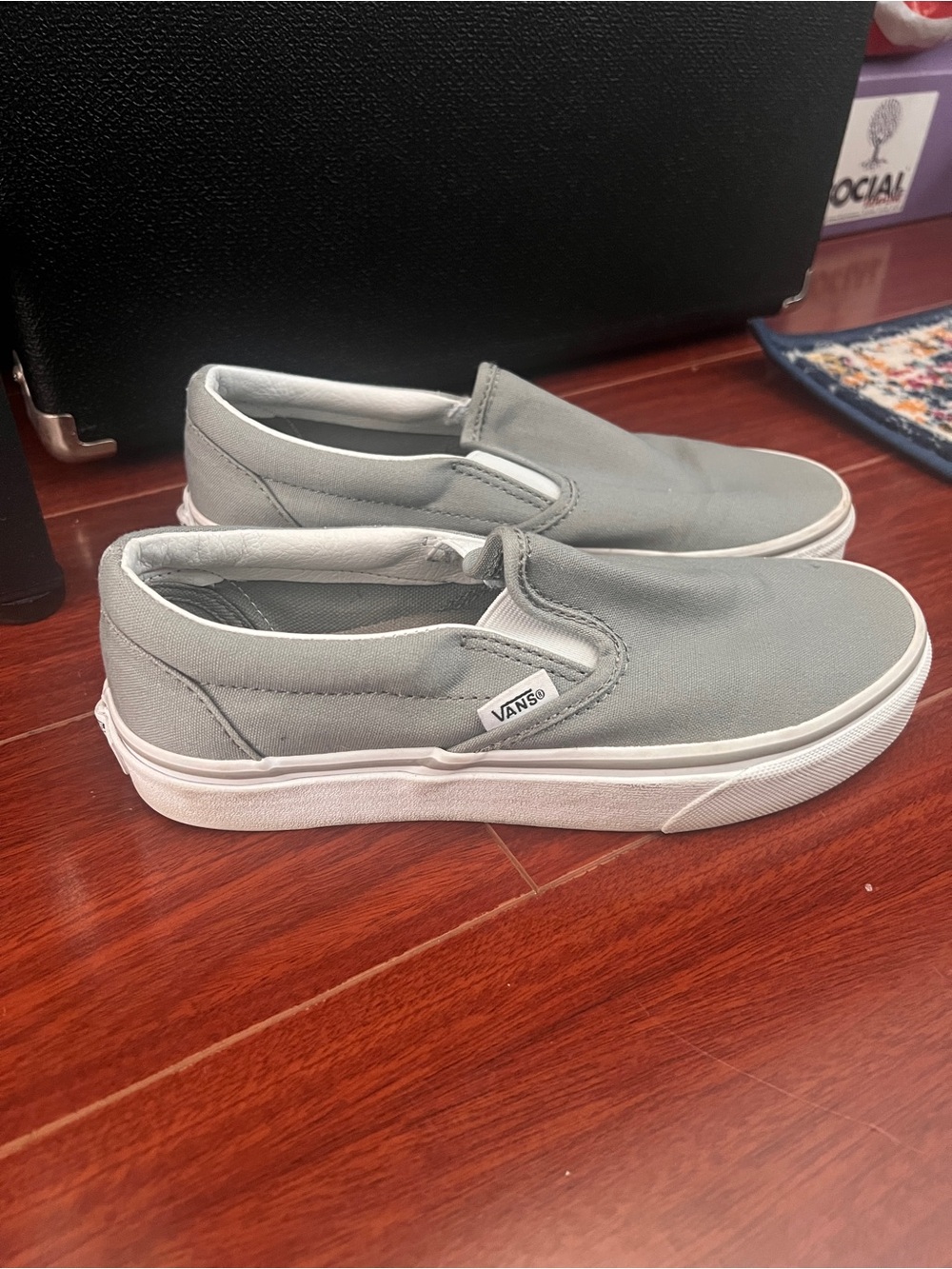 Vans Classic Slip-On Sneakers in Gray and White